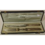 Two piece continental silver boxed carving set