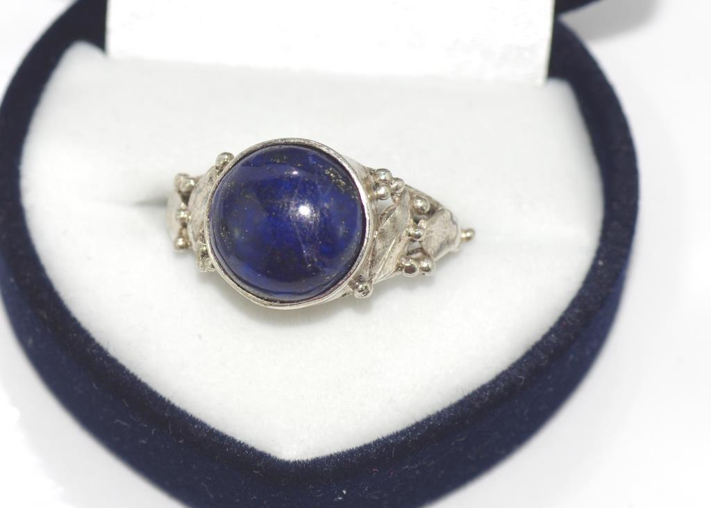 Sterling silver and lapis lazuli ring size: O-P/7 - Image 2 of 2