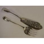 Victorian sterling silver fish servers hallmarked London 1867, (Chawner & Co (George William Adams),