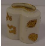 Antique Royal Worcester vase with gilt leaf decoration,circa 1880, H7.5cm approx