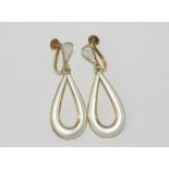 Silver gilt and white enamel screw earrings