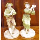 Two Royal Worcester musician figurines H16cm approx (as inspected)