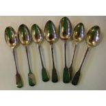 Seven assorted sterling silver teaspoons with various English hallmarks, 128grams approx