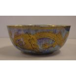 Wedgwood fairyland lustre dragon bowl No. Z482q, design by Daisy Makeig-Jones, decorated with gilt