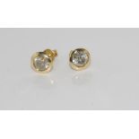 18ct yellow gold diamond (1.05 & 1.01ct) earrings weight: approx 2.23 grams