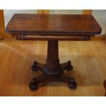 William IV rosewood tea table with fold over swivel top, 94cm wide, 75.5cm high