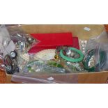 Box of costume necklaces, bracelets & earrings
