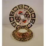 Royal Crown Derby Imari trio and cake plate plus an extra bread/butter plate, #2451