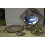 Quantity of silver plated serving trays & bowls (7)