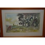 Australian Watercolour - Rural Scene artist unknown, signed lower right, 31 y 53cm