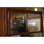 Vintage wall / shelf mirror with good inlaid frame, 90cm x 53cm