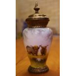 Royal Worcester highlands cattle lidded vase hand painted and signed by Christopher Hughes, 15cm