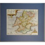 A C17th hand coloured copper engraved map of Pembrokeshire by William Kip c1619