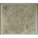 A C17th Black & White copper engraved map of Devonshire by William Kip c1610