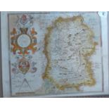 A C16th hand coloured copper engraved map of Wiltshire C1579 by Christopher Saxton