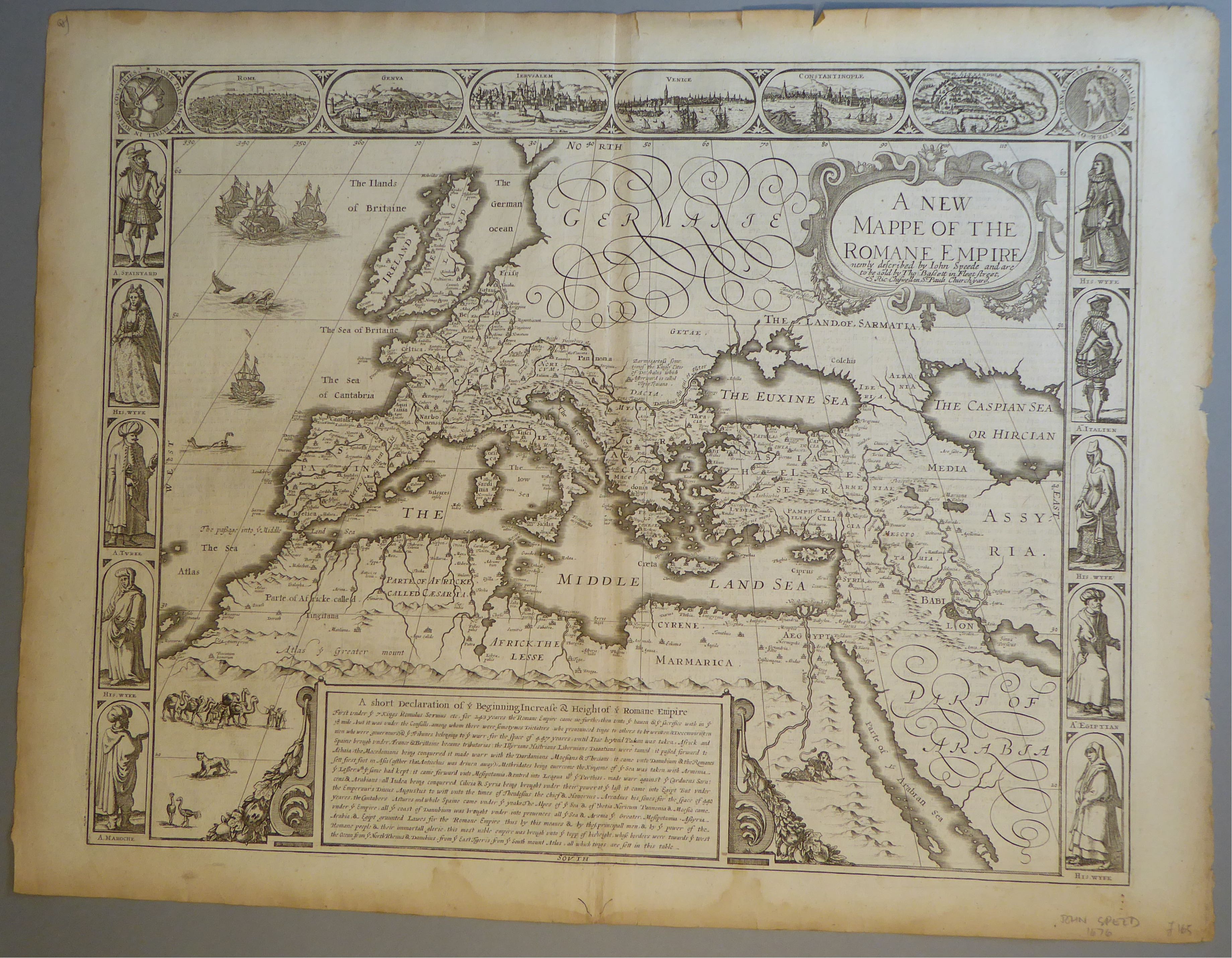 A C17th Black & White copper engraved map of the Holy Roman Empire by John Speed, c1676