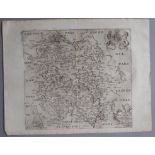 A C17th Black & White copper engraved map of Herefordshire by William Hole c1637