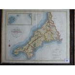 A C19th hand coloured steel plate engraving of Cornwall by J Duncan, C 1850