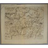 A C17th Black & White copper engraved map of Carmarthenshire by William Kip c1637