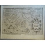 A C17th Black & White copper engraved sea chart with English Channel & coast line, by Waghenaer