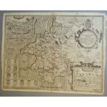 A C17th Black & White copper engraved map of Pembrokeshire by John Speed, c1627