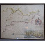 A C17th hand coloured copper engraved sea chart of the Bristol Channel 1652