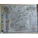 A C17th hand coloured copper engraved map of Wiltshire 1st Edition 1612 by John Speed