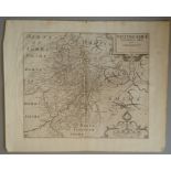 A C17th Black & White copper engraved map of Nottinghamshire by William Kip c1637