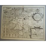 A C17th Black & White copper engraved map of Pembrokeshire by John Speed, c1612