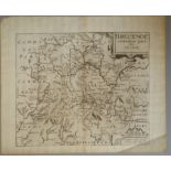 A C17th Black & White copper engraved map of Brecknoc by William Kip c1610