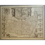 A C17th Black & White copper engraved map of Suffolk by John Speed, c1612