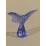 A Lalique purple butterfly and one other similar in blue, boxed and signed