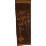 A Chinese ink rubbing scroll of a bamboo tree with cyphers L129cm W42.5cm