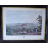 An engraved and coloured print, antique gilt and ebonised frame. "The Town of Stirling"