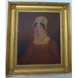 An oil on canvas in gilt frame of Mary Ann Pope H74cm W62cm. Mary Ann married Henry milsom at St.