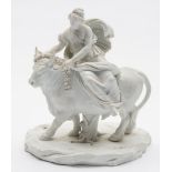 A Continental white biscuit porcelain group of Europa and the Bull: in the Sèvres manner,