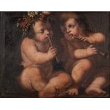 European School 18th Century-
Putti Musicians:-
oil on canvas
57 x 73cm.