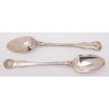 A pair of William IV silver fiddle, shell and thread pattern, maker William Eaton, London,