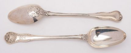 A pair of William IV silver fiddle, shell and thread pattern, maker William Eaton, London,