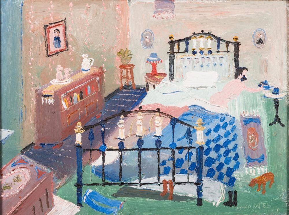 * Fred Yates [1922-2008]-
Self-portrait as a guest in the spare room at Mill House, - Image 2 of 2