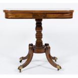 A Regency mahogany, inlaid and crossbanded rectangular tea table:,