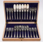A set of twelve George V silver fish knives and twelve forks, maker Viners Ltd, Sheffield,