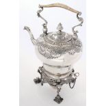 A George V silver spirit kettle, stand and burner, maker D & J Wellby Ltd, London,