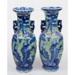 A large pair of Staffordshire ironstone vases: in the Chinese manner and of baluster form with