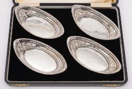 A set of four Edward VII silver bon bon dishes, maker James Dixon & Sons, Sheffield,