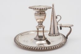 A George IV silver chamberstick, maker Rebecca Emes and Edward Barnard, London, 1823: initialled,