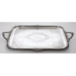 A Victorian silver serving tray, maker Atkin Brothers, Sheffield, 1899: crested,
