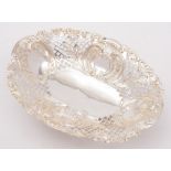 A Victorian silver bon bon dish, maker Edward Hutton, London, 1892: of oval outline,