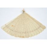 A 19th century Chinese ivory brise fan:,