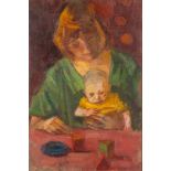 Attributed to Robert Organ [b. 1933]-
Mother and child:-
oil on canvas
75 x 50.5cm.

* Biography.